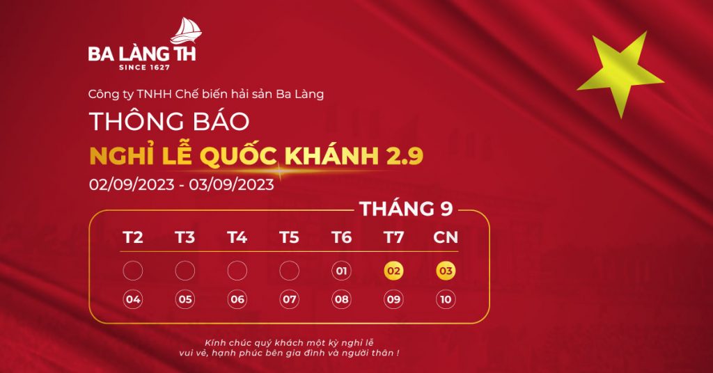 Thông báo nghỉ lễ Quốc Khánh 2/9