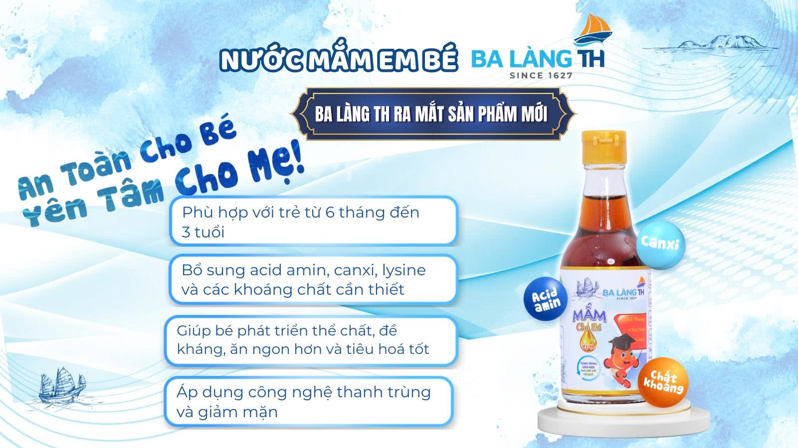 Ba Làng TH Ra Mắt Sản Phẩm Mới - Nước Mắm Cho Bé Từ 6 Tháng Đến 3 Tuổi