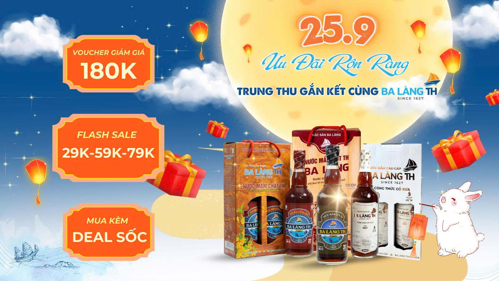 25/9 Ngập Tràn Ưu Đãi - Trung Thu Gắn Kết Cùng Ba Làng TH