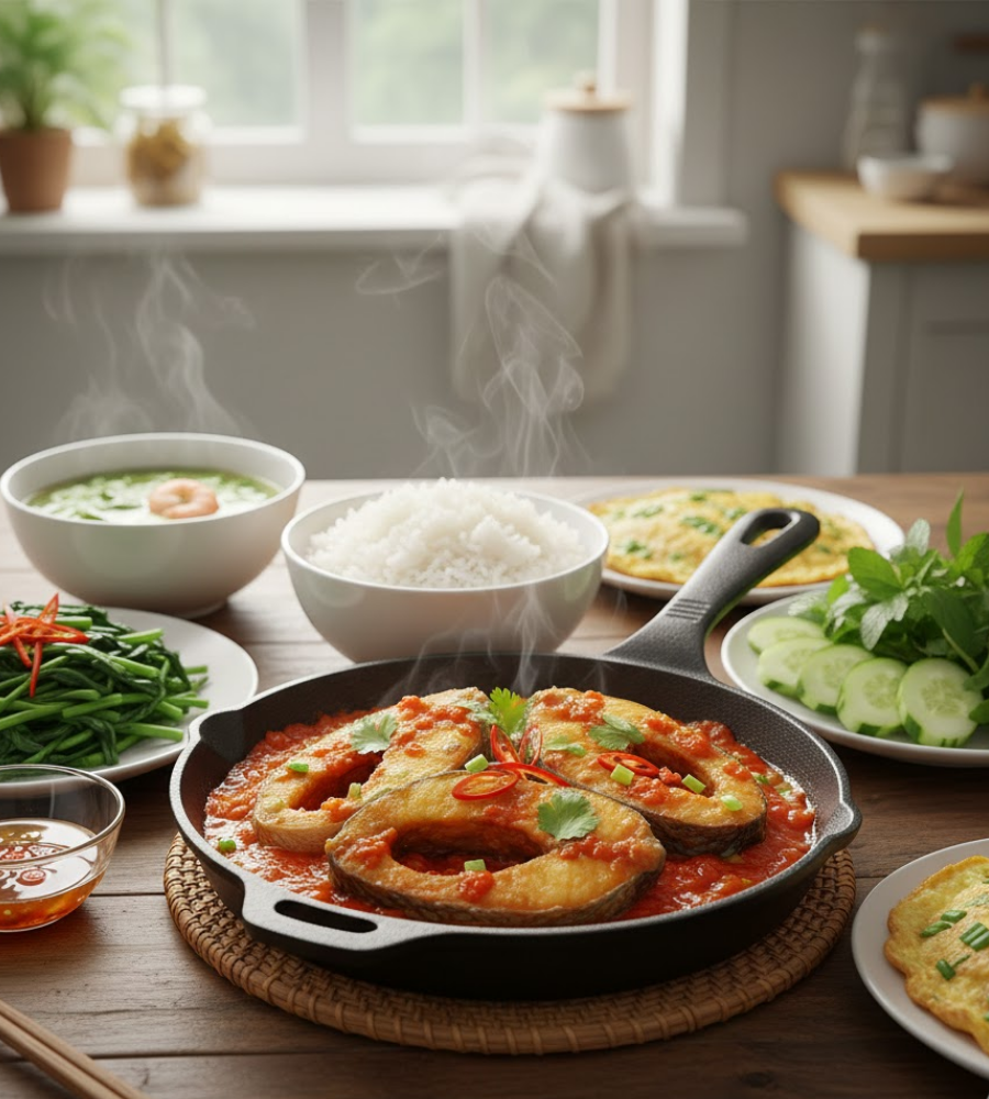 Những món ăn chung với cá bớp sốt cà chua
