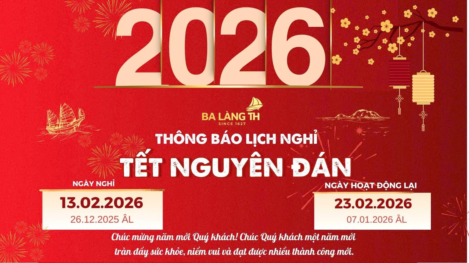 BA LÀNG TH THÔNG BÁO LỊCH NGHỈ LỄ TẾT NGUYÊN ĐÁN 2026
