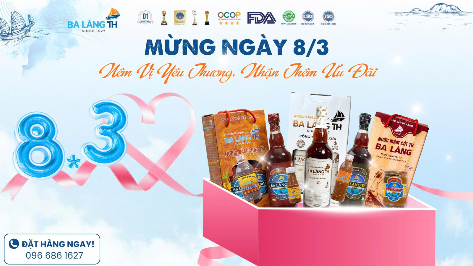 BA LÀNG TH MỪNG NGÀY 8/3 – NÊM VỊ YÊU THƯƠNG, NHẬN THÊM ƯU ĐÃI