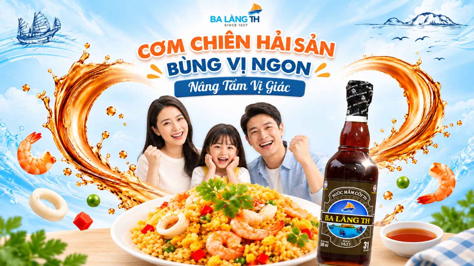 CƠM CHIÊN HẢI SẢN – BÙNG VỊ NGON, NÂNG TẦM VỊ GIÁC CÙNG NƯỚC MẮM CỐT BA LÀNG TH