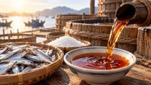 Nước mắm truyền thống là sản phẩm được tạo thành từ quá trình ủ chượp cá với muối